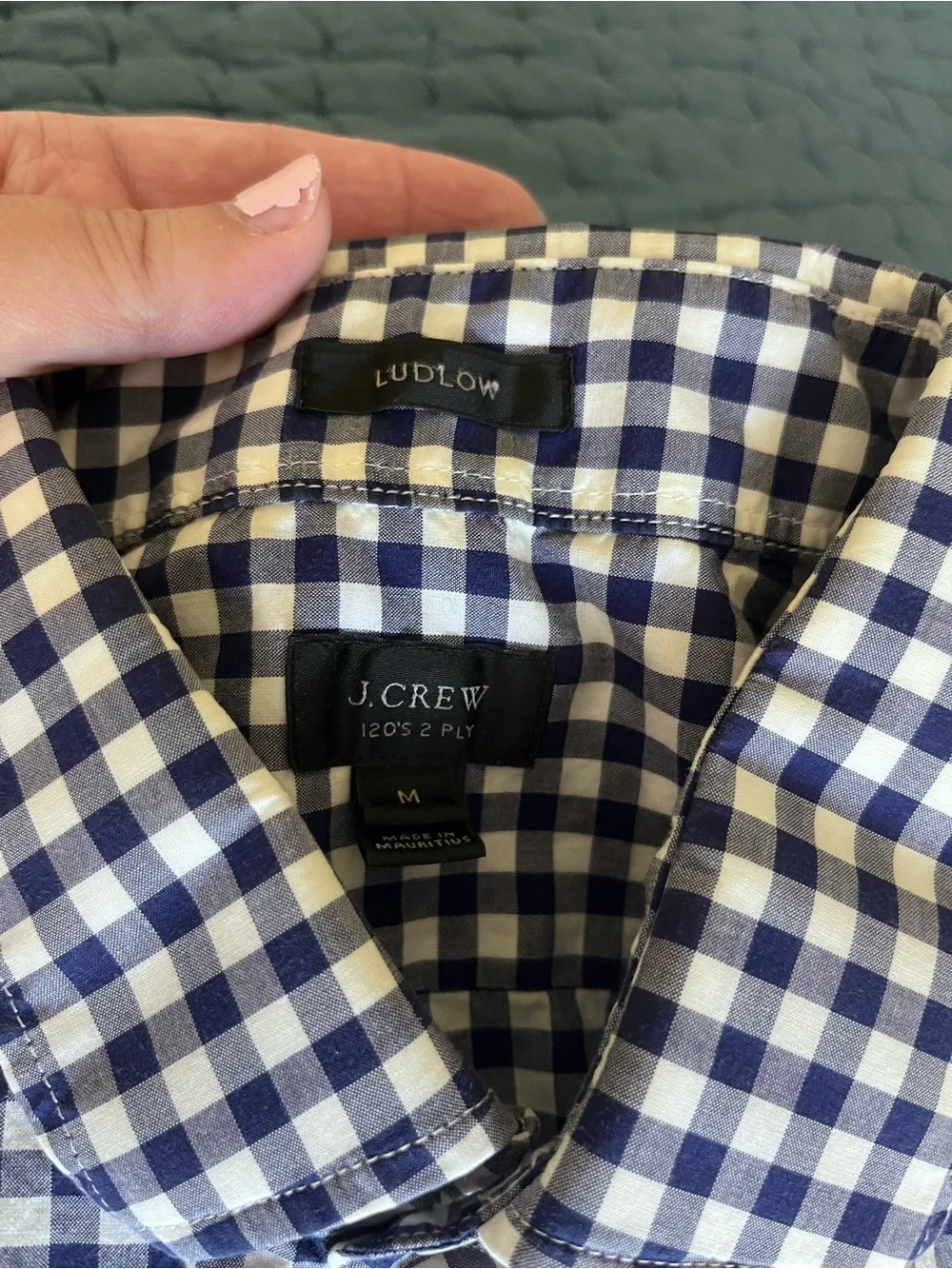 J. Crew Navy and White Gingham Dress Shirt
